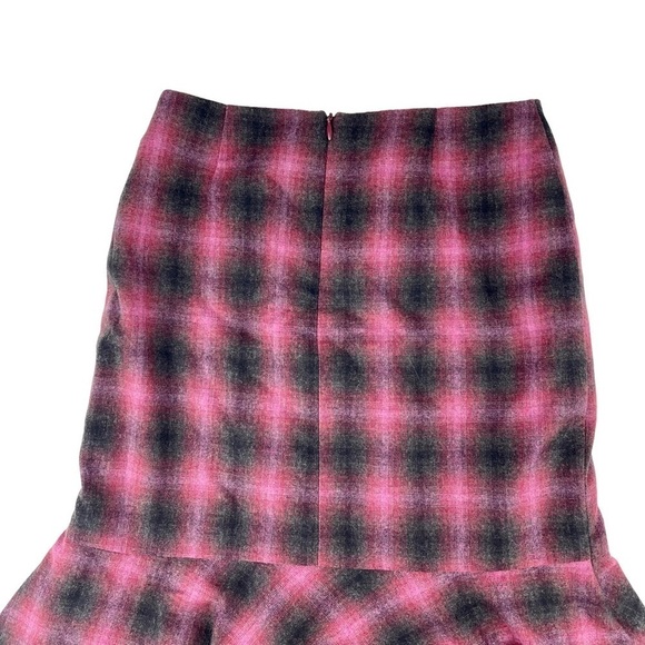 TRINA TURK TARTAN PLAID WOOL BLEND MERMAID RUFFLE TIERED SKIRT - Picture 6 of 10